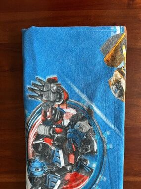 Vintage Transformers Twin Flat Bed Sheet Blue Hasbro 2007 Movie Optimus Prime